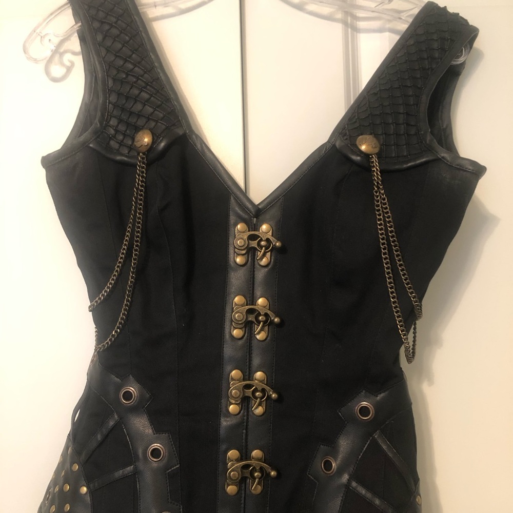 Steampunk Peplum top with Corset lace up back